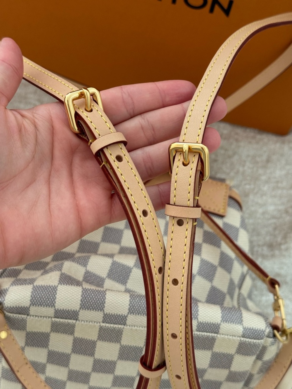 Louis Vuitton Sperone bb Checkered Drawstring Backpack with Pink Trim - Picture 5 of 8